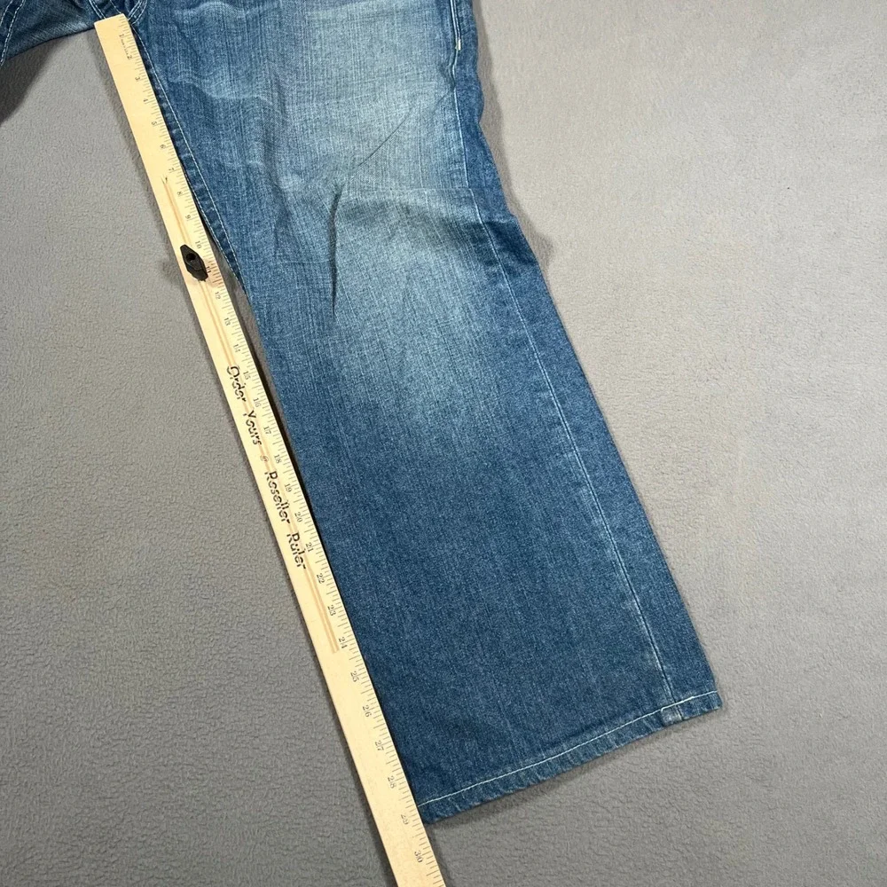 True Religion Jeans Mens Size 36 Straight Leg Denim Blue Made in USA Flap Pocket